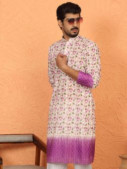 KRAFT INDIA LUXE - Purple Cotton Blend Floral Kurta