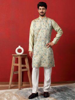 KRAFT INDIA LUXE - Blue Silk Floral Kurta