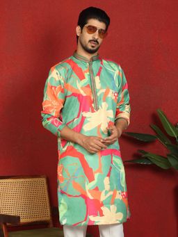 KRAFT INDIA LUXE - Multi-Color Cotton Silk Floral Kurta