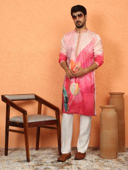 KRAFT INDIA LUXE - Pink Cotton Silk Floral Kurta