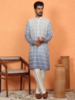 KRAFT INDIA LUXE - Blue Cotton Silk Embroidered Kurta