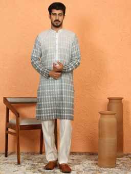 KRAFT INDIA LUXE - Green Cotton Silk Embroidered Kurta