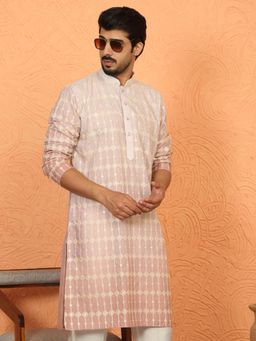 KRAFT INDIA LUXE - Pink Cotton Silk Embroidered Kurta