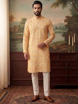 ETHNIC BAY - Yellow Cotton Blend Embellished Kurta With Pant