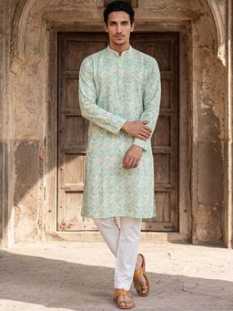 ETHNIC BAY - Green Cotton Blend Embellished Kurta With Pant