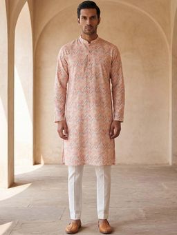 ETHNIC BAY - Peach Cotton Blend Embellished Kurta With Pant