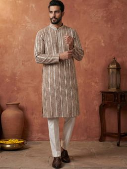 ETHNIC BAY - Brown Viscose Rayon Embellished Kurta With Pant