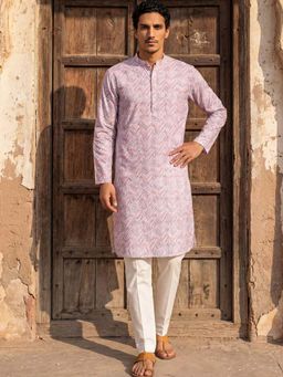 ETHNIC BAY - Lavender Cotton Blend Embellished Kurta