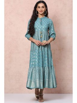 Rangriti - Green Viscose Rayon Tired Dress