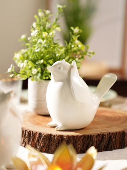 Pure Home + Living - Ivory Polyresin Sparrow Figurine With Closed Ears