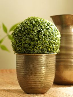 Pure Home + Living - Brown Antique Finish Textured Aluminium Planter - Medium