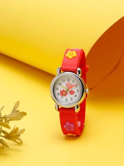 Stol'N - Red Designed Floral Detailed Wrist Watch