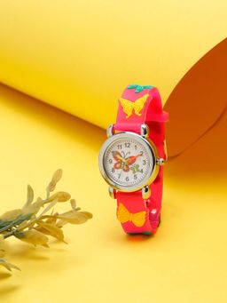 Stol'N - Dark Pink Butterfly Detailed Wrist Watch