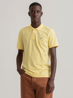 GANT - Men Yellow Solid Regular Fit Polo T-Shirt