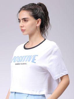 Freehand - Women White Typography Relaxed Fit T-Shirt