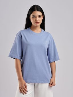 Calvin Klein - Women Blue Solid Relaxed Fit T-Shirt