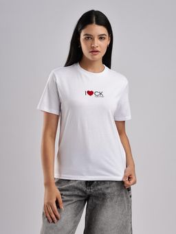 Calvin Klein - Women White Graphic Regular Fit T-Shirt