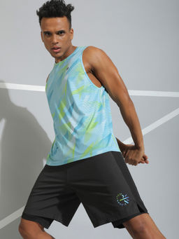 CULT - Geometric Print Active Tank Top - Blue