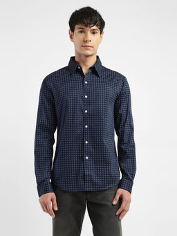 Levi's - Blue Mens Checkered Spread Collar Shirt