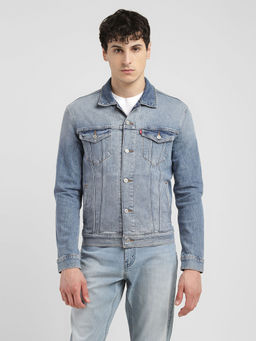 Levi's - Blue Mens Solid Mid Indigo Spread Collar Jacket