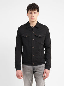 Levi's - Black Mens Solid Black Spread Collar Jacket