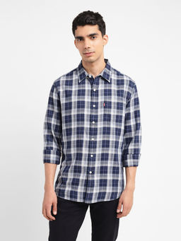 Levi's - Navy Blue Mens Checkered Slim Fit Shirt