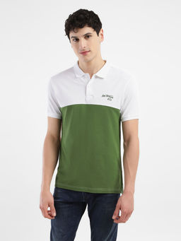 Levi's - White & Green Mens Colorblock Polo T-Shirt