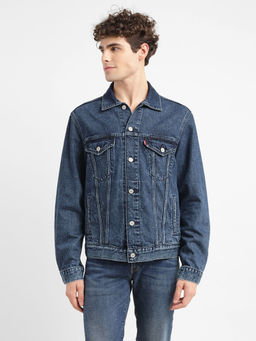 Levi's - Blue Mens Solid Mid Indigo Spread Collar Jacket