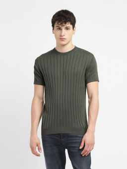 Levi's - Green Mens Striped Olive Crew Neck T-Shirt