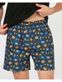 Bewakoof - Men's Navy Blue All Over Printed Boxers