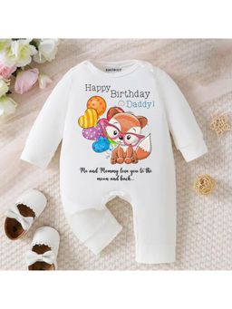 KNITROOT - White Happy Birthday Daddy Theme Romper