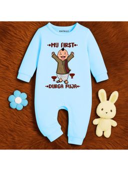 KNITROOT - Blue My First Durga Puja Theme Romper