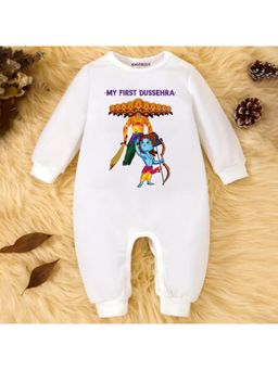 KNITROOT - White My First Dussehra Theme Romper