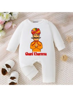 KNITROOT - White Ghani Khamma Theme Romper