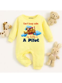 KNITROOT - Yellow Can't Keep Calm My Daddy Is A Pilot Theme Romper
