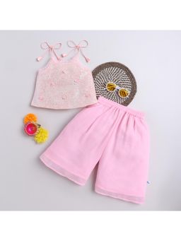 Many Frocks - Pink Sequins Embellished Top and Palazzo