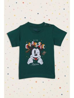 Nautinati - Green Mickey Mouse Plastisol Printed T-Shirt for Boys