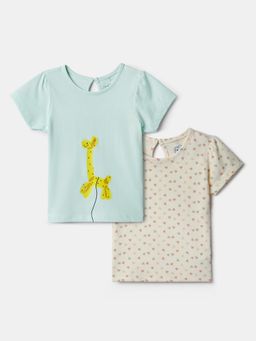 Nautinati - Multi-Color Printed Tops for Girls (Pack of 2)