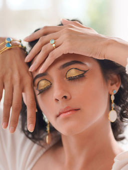 Divas Mantra - 92.5 Sterling Silver Adjustable The Meeting Ring with Aqua Chalcydony