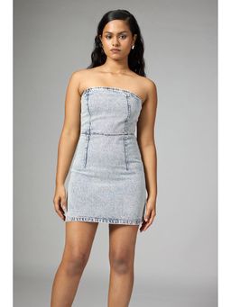 FREAKINS - Washed Blue Denim Tube Dress