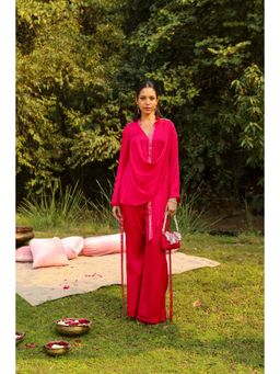 Ajiesh Oberoi - Pink Mira Top with Pant (Set of 2)