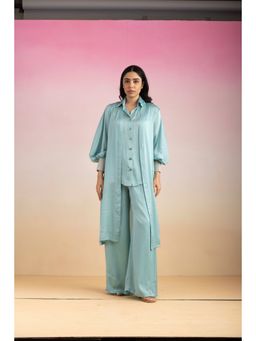 Ajiesh Oberoi - Blue Kajal Shirt with Pant and Shrug (Set of 3)