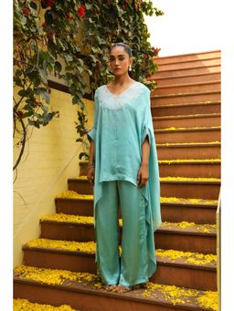 Ajiesh Oberoi - Blue Gauri Kaftan with Palazzo (Set of 2)