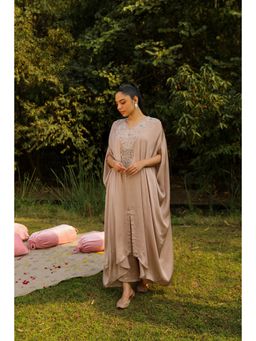 Ajiesh Oberoi - Nude Bulbul Kaftan with Palazzo (Set of 2)