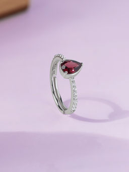 Ornate Jewels - 925 Silver 1.78 Carat Red Ruby Sleek Ruby Solitaire Adjustable Ring for Women & Girls