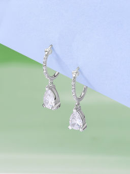 Ornate Jewels - Women 925 Silver American Diamond Glimmering Dangler Earrings