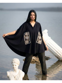 October - Midnight Harvest Sunflower Embroidered Cape