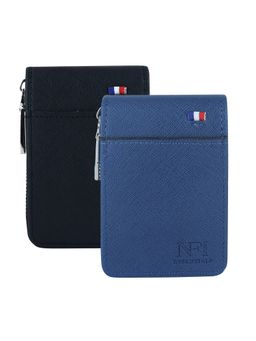 NFI Essentials - PU Leather 9 Slots Card Holder - Blue & Black (Pack of 2)