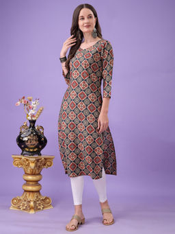 Tikhi Imli - Multi Color Silk Blend with Gotta Lace Neck Straight Kurta