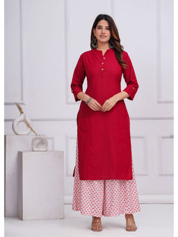 Meeranshi - Maroon Solid Straight Kurta